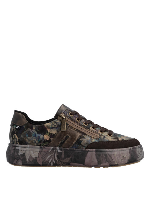 Sneakers multicolores à talon plateau pourvues de lacets et d'un zip