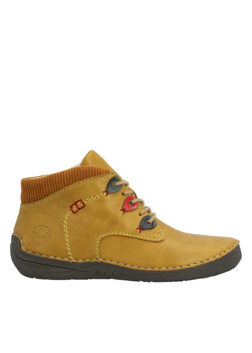 Sneakers jaunes à talon plat pourvues de lacets...