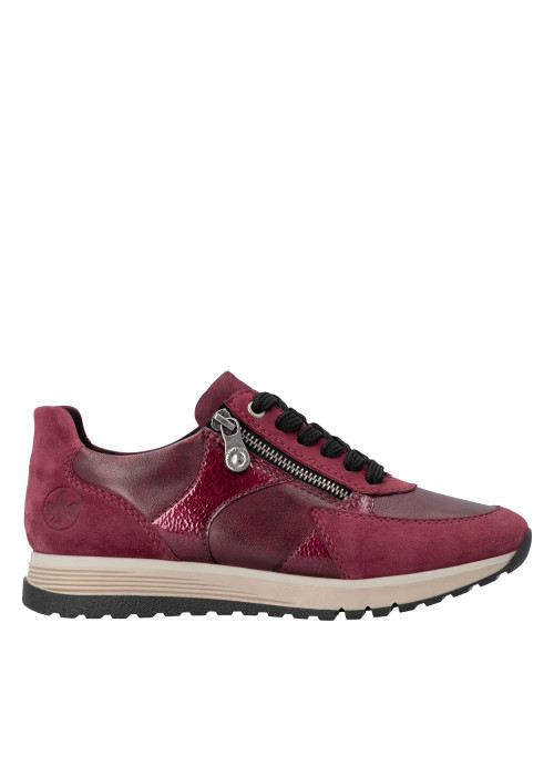 Baskets running en cuir bordeaux à talon plat...