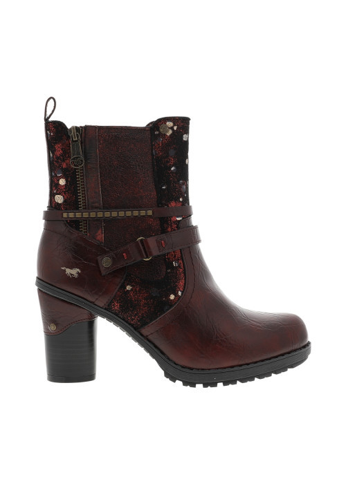 Bottines bordeaux à talon décroché haut...