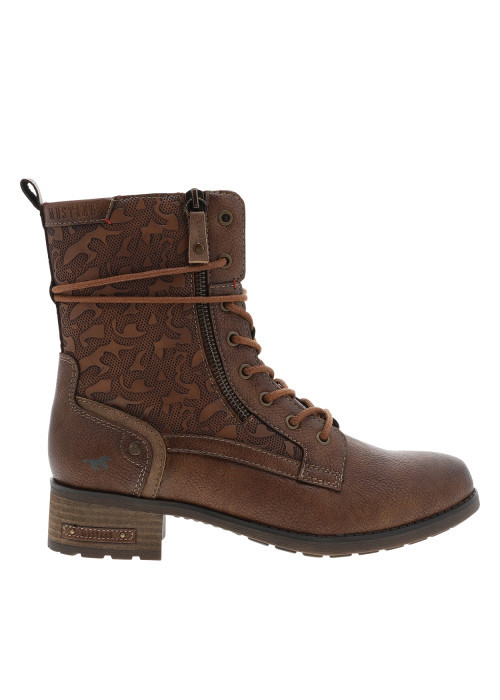 Bottines cognac à talon décroché bas munies de...