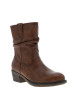 Thumbnail Boots brun à talon décroché bas dotée d'un zip latéral et du logo imprimé - Image 2
