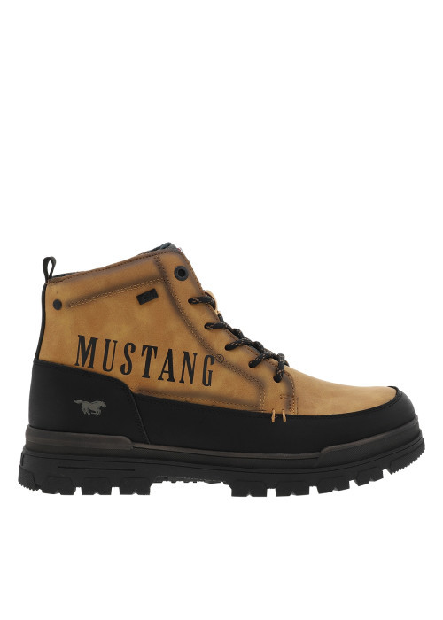 Bottines camel à talon décroché bas pourvues de lacets et d'un zip latéral