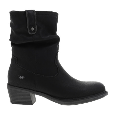 Boots noir à talon décroché bas et tige souple...