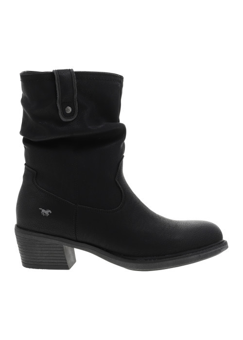 Boots noir à talon décroché bas et tige souple...