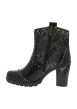 Thumbnail Boots noir à talon décroché haut ornées de différentes matières et de rivets - Image 3