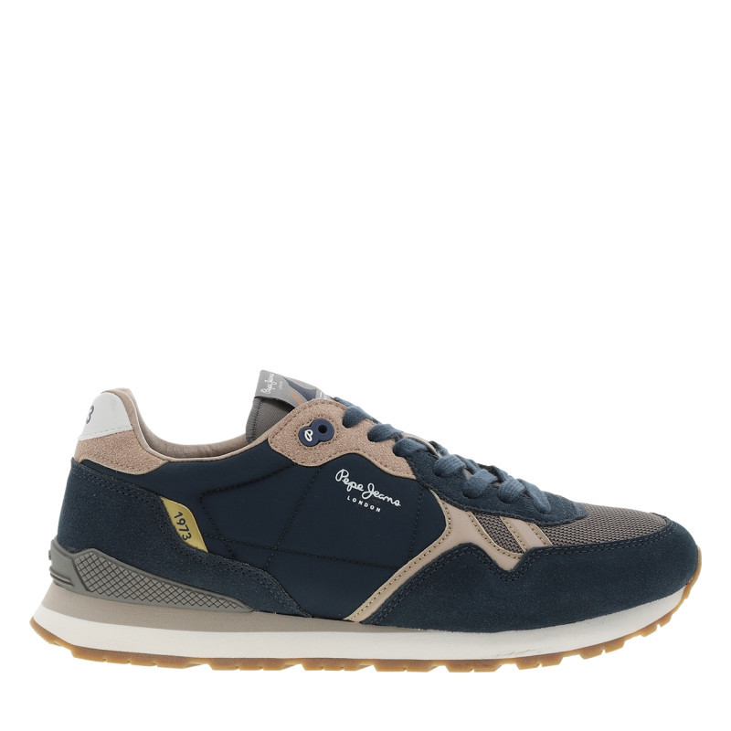 Pepe Jeans - Baskets Running Brit Boost Bleu Marine à Talon Plat Munies De Lacets Et Du Logo - Bleu Foncé