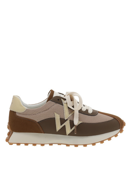 Baskets running Flow Initials brun à talon plat...