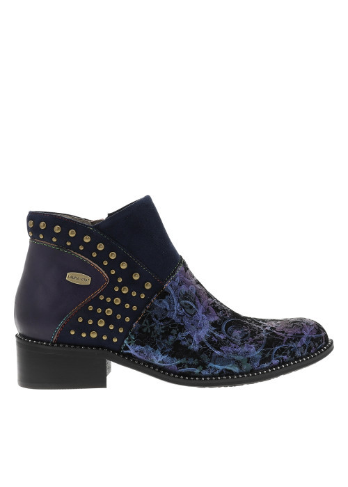 Bottines en cuir violettes à talon décroché bas...