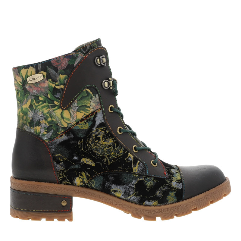 Laura Vita - Bottines En Cuir Vertes à Talon Décroché Bas Pourvues D'un Zip Latéral - Vert Laura Vita - Bottines En Cuir Vertes à Talon Décroché Bas Pourvues D'un Zip Latéral - Vert