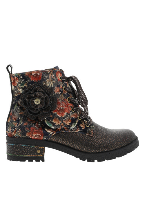 Bottines en cuir multicolores à talon décroché...