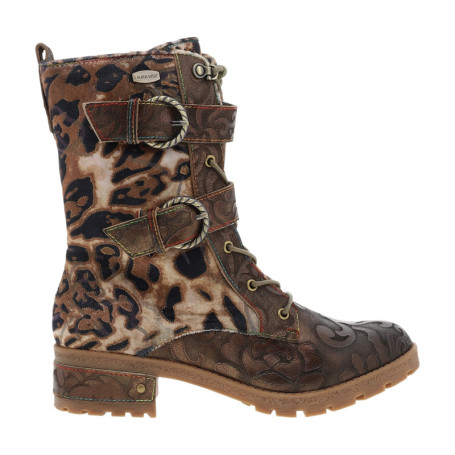 Bottines en cuir léopard à talon décroché moyen...