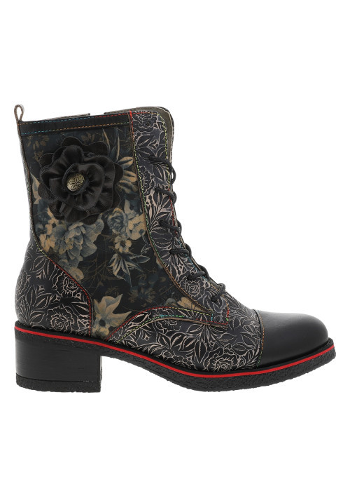Bottines en cuir noires à talon décroché moyen...