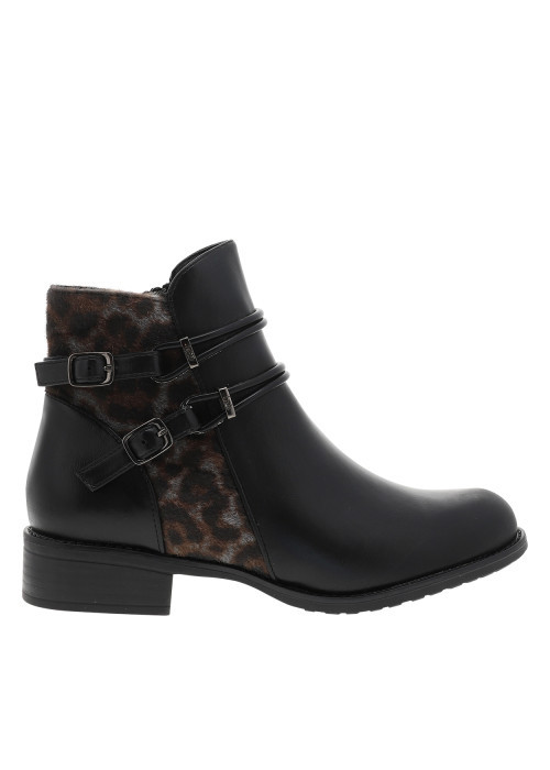 Bottines Maram léopard à talon décroché bas pourvues d'un zip latéral