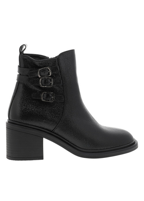 Bottines Palma vernies noires à talon décroché...