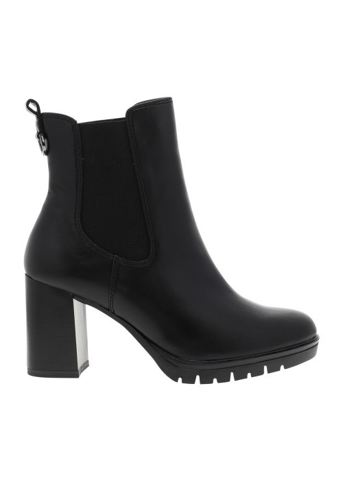 Boots noires avec un talon décroché haut et deux soufflets élastiqués