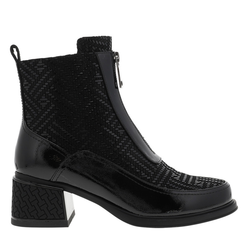 Metamorf'ose - Boots En Cuir Noir à Talon Décroché Moyen Dotées De 2 Zips De Fermeture - Noir Metamorf'ose - Boots En Cuir Noir à Talon Décroché Moyen Dotées De 2 Zips De Fermeture - Noir