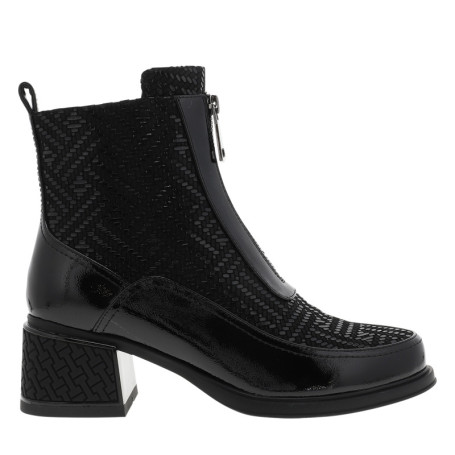 Boots en cuir noir à talon décroché moyen...