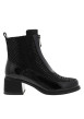 Thumbnail Boots en cuir noir à talon décroché moyen dotées de 2 zips de fermeture