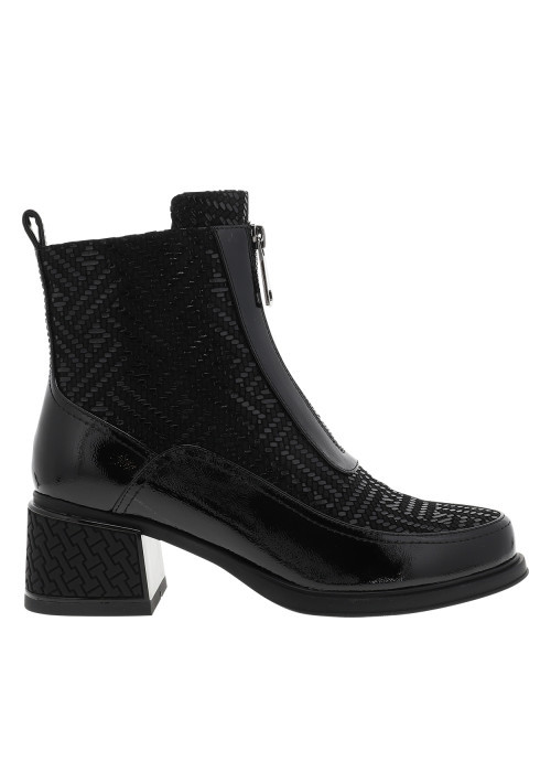 Boots en cuir noir à talon décroché moyen dotées de 2 zips de fermeture