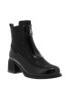Thumbnail Boots en cuir noir à talon décroché moyen dotées de 2 zips de fermeture - Image 2