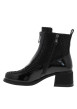 Thumbnail Boots en cuir noir à talon décroché moyen dotées de 2 zips de fermeture - Image 3