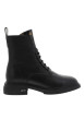 Thumbnail Bottines en cuir noir à talon décroché bas dotées de lacets élastiqués