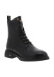 Thumbnail Bottines en cuir noir à talon décroché bas dotées de lacets élastiqués - Image 2