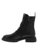 Thumbnail Bottines en cuir noir à talon décroché bas dotées de lacets élastiqués - Image 3