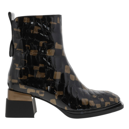 Boots en cuir noir à talon décroché moyen et...