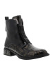 Thumbnail Boots en cuir noir vernies à talon décroché bas et à zip latéral - Image 2