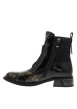 Thumbnail Boots en cuir noir vernies à talon décroché bas et à zip latéral - Image 3