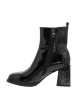 Thumbnail Boots en cuir noir vernies à talon décroché haut et motifs dorés - Image 3