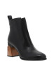 Thumbnail Boots en cuir noir à talon décroché haut dotées d'un zip et d'une languette - Image 2