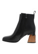 Thumbnail Boots en cuir noir à talon décroché haut dotées d'un zip et d'une languette - Image 3