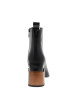 Thumbnail Boots en cuir noir à talon décroché haut dotées d'un zip et d'une languette - Image 4