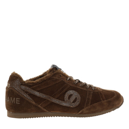 Tennis Evo Run en cuir marron à talon plat...