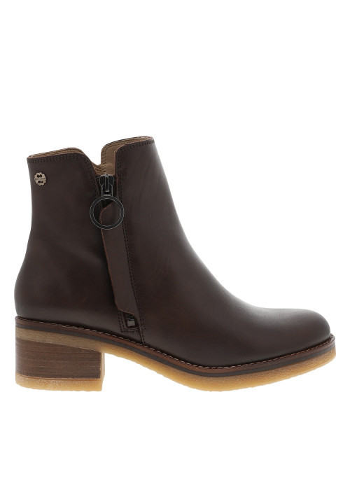Boots en cuir moka à talon décroché moyen...