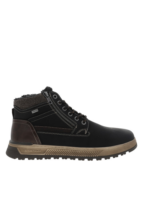 Bottines noir à talon plat dotées de lacets et...