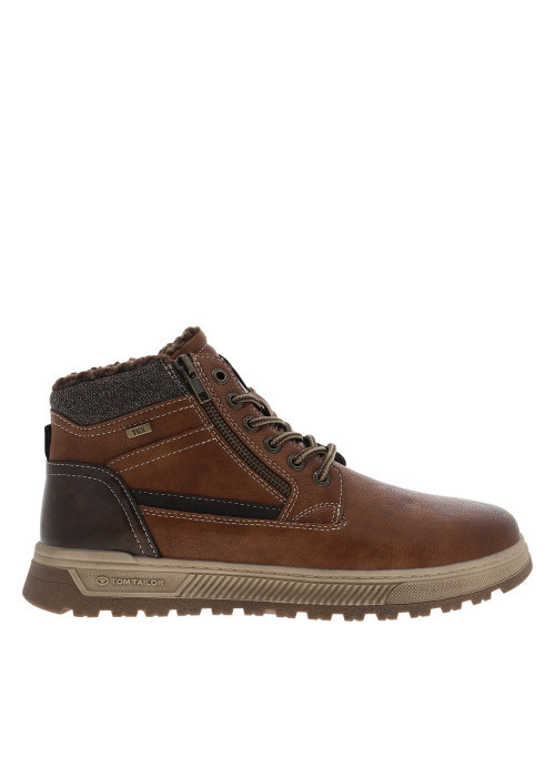 Bottines brun à talon plat munies de lacets et...