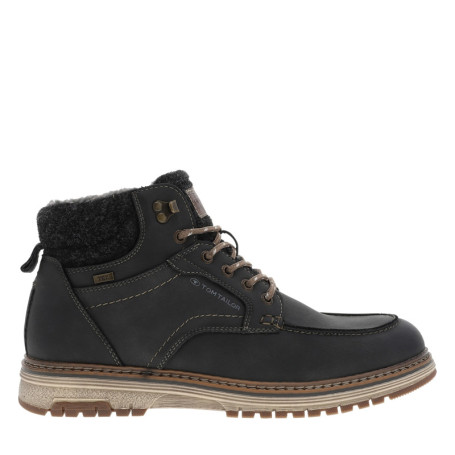 Bottines charbon à talon plat munies de lacets...