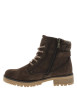Thumbnail Bottines brunes en tissu et cuir à fermeture par zip et lacets ronds - Image 3