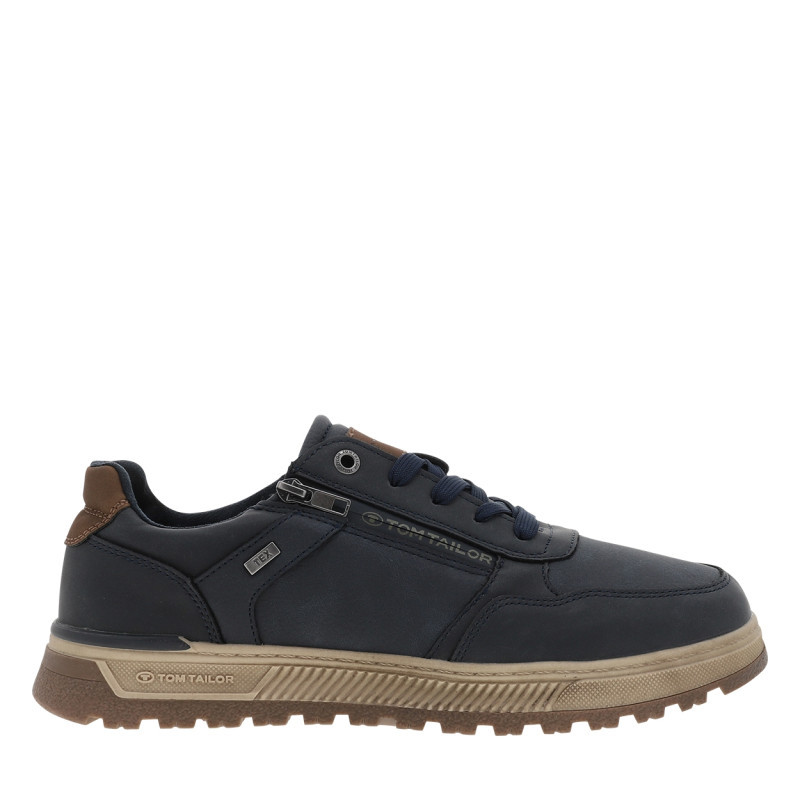 Tom Tailor - Sneakers Bleu Marine à Talon Plat Pourvues De Lacets Et D'un Zip Latéral - Bleu Foncé Tom Tailor - Sneakers Bleu Marine à Talon Plat Pourvues De Lacets Et D'un Zip Latéral - Bleu Foncé