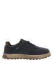 Thumbnail Sneakers bleu marine à talon plat pourvues de lacets et d'un zip latéral