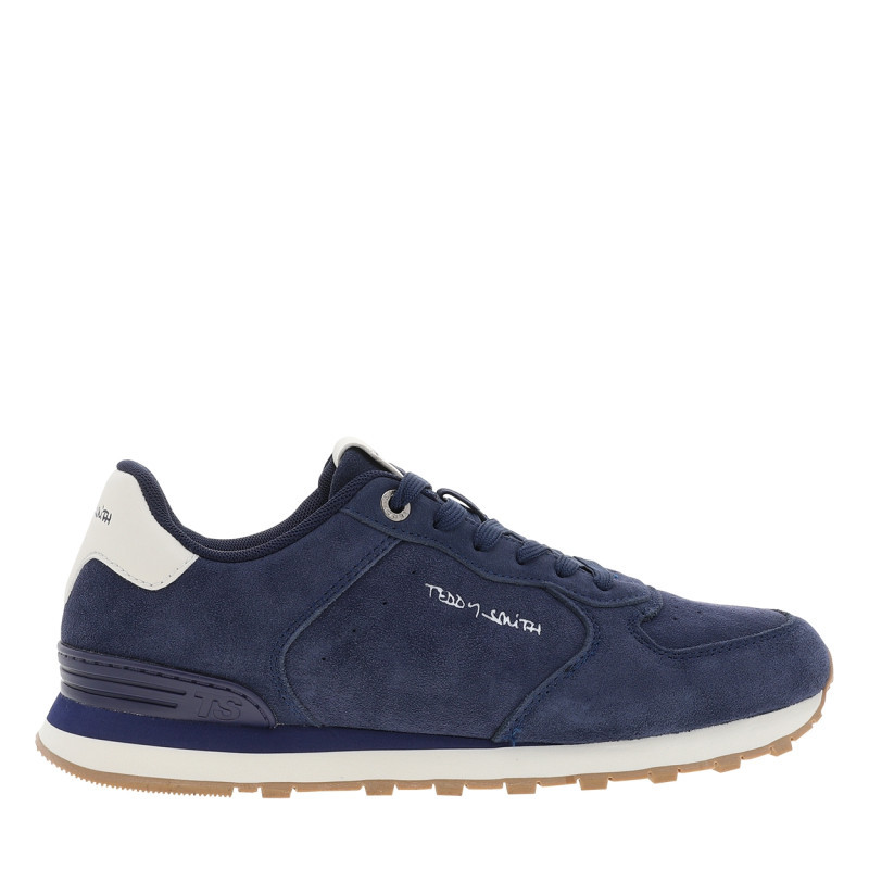 Teddy Smith - Baskets Avec Un Revêtement En Cuir Nubuck Bleu Pourvu D'un Talon Plat - Bleu Foncé