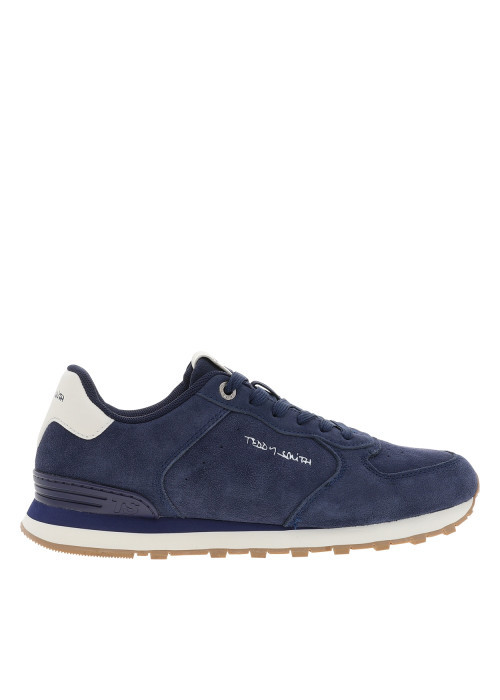 Baskets avec un revêtement en cuir nubuck bleu...
