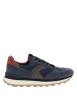Thumbnail Baskets running Clement Worn en cuir bleu marine à talon plat pourvues de lacets