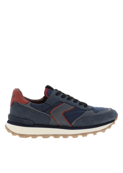Baskets running Clement Worn en cuir bleu...