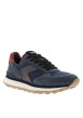 Thumbnail Baskets running Clement Worn en cuir bleu marine à talon plat pourvues de lacets - Image 2
