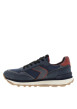 Thumbnail Baskets running Clement Worn en cuir bleu marine à talon plat pourvues de lacets - Image 3
